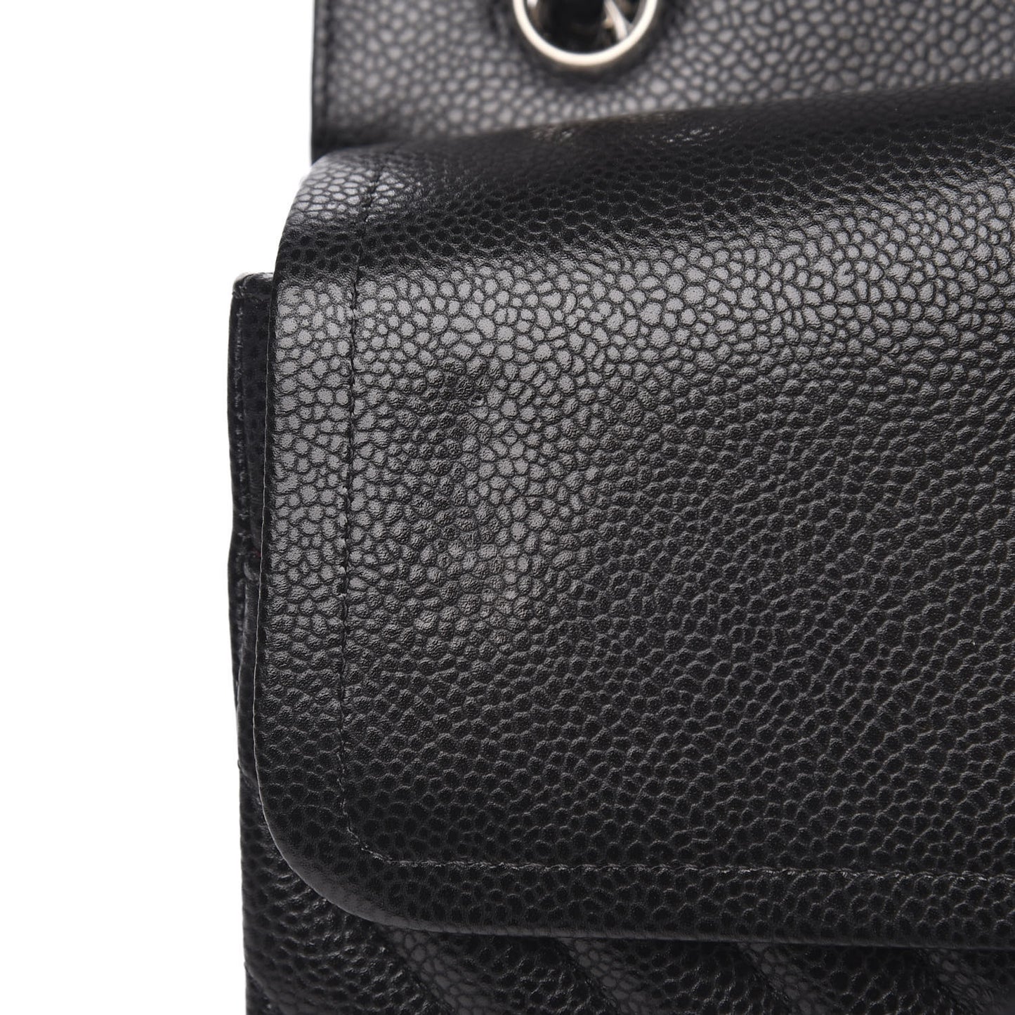 Caviar Chevron Quilted Jumbo Double Flap Black