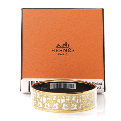 Hermes Enamel Printed Wide Balcons du Guadalquivir Bracelet 65 Gold 5 of 5