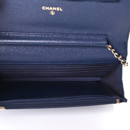 Chanel Caviar Quilted Wallet On Chain WOC Navy Blue 4 of 4