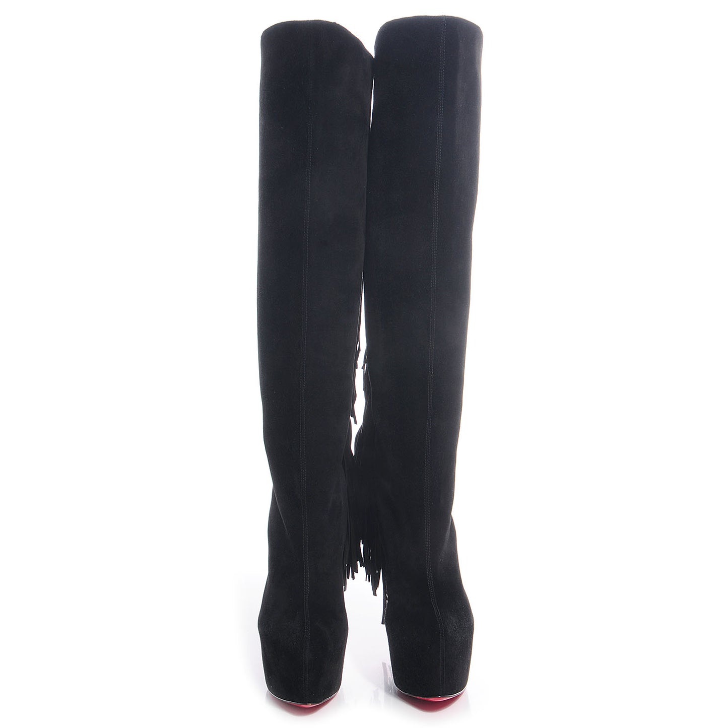 Suede Interlopa 165 Fringed Knee Boots 38.5 Black