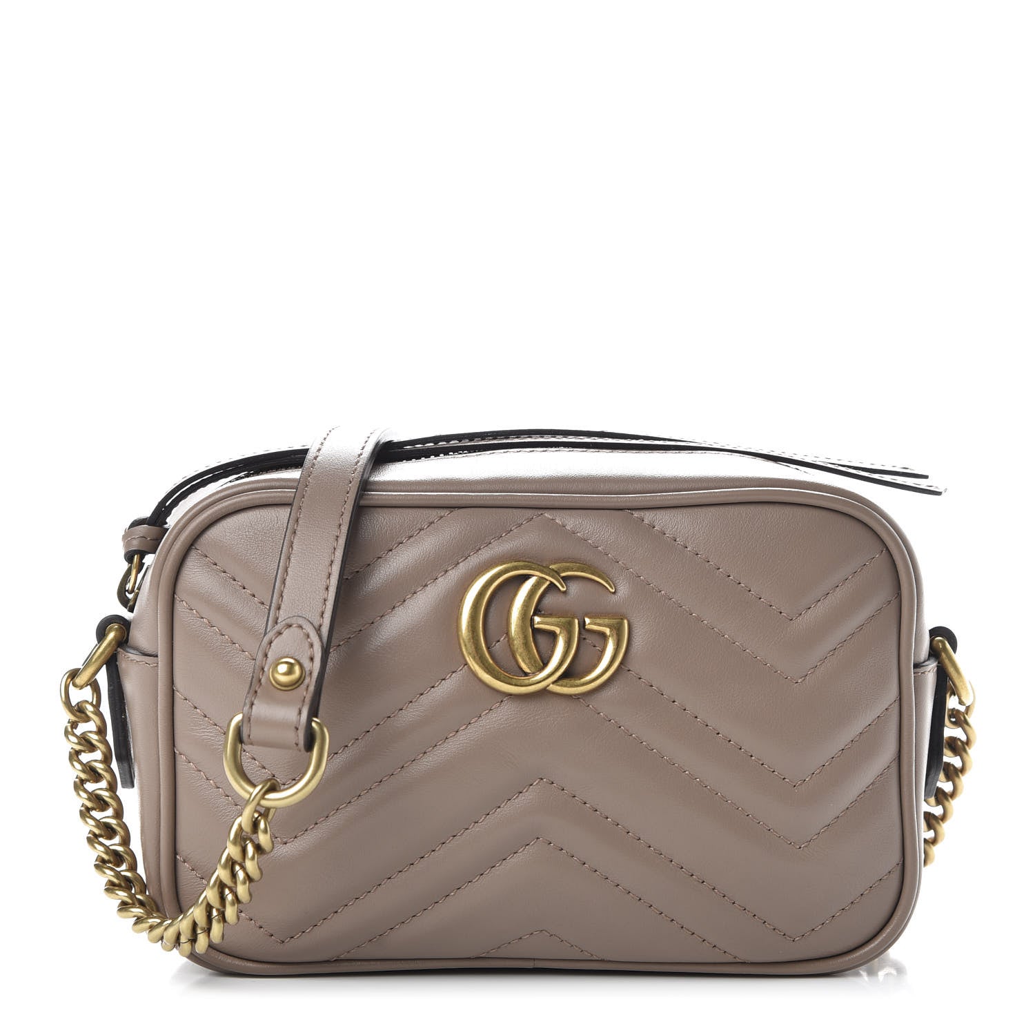 Gucci Calfskin Matelasse Mini GG Marmont Chain Shoulder Bag Porcelain Rose 1 of 10