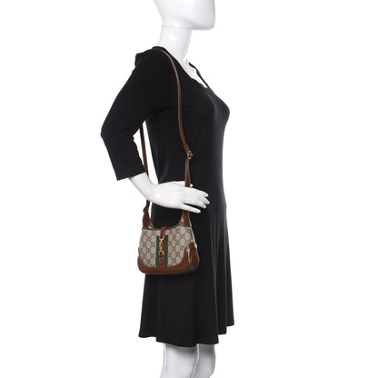 Gucci GG Supreme Monogram Azalea Calfskin Web Mini Jackie 1961 Hobo Beige Ebony Brown Sugar 2 of 11