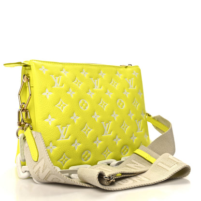 Louis Vuitton Calfskin Embossed Monogram LV Match Coussin PM Fluorescent Yellow 3 of 11