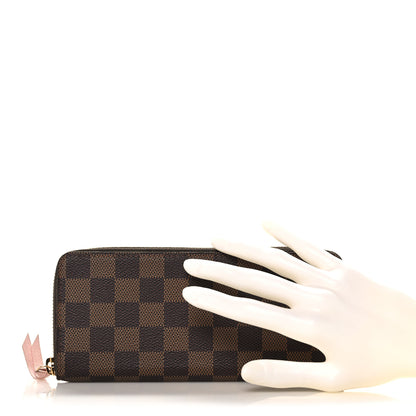 Louis Vuitton Damier Ebene Clemence Wallet Rose Ballerine 2 of 14