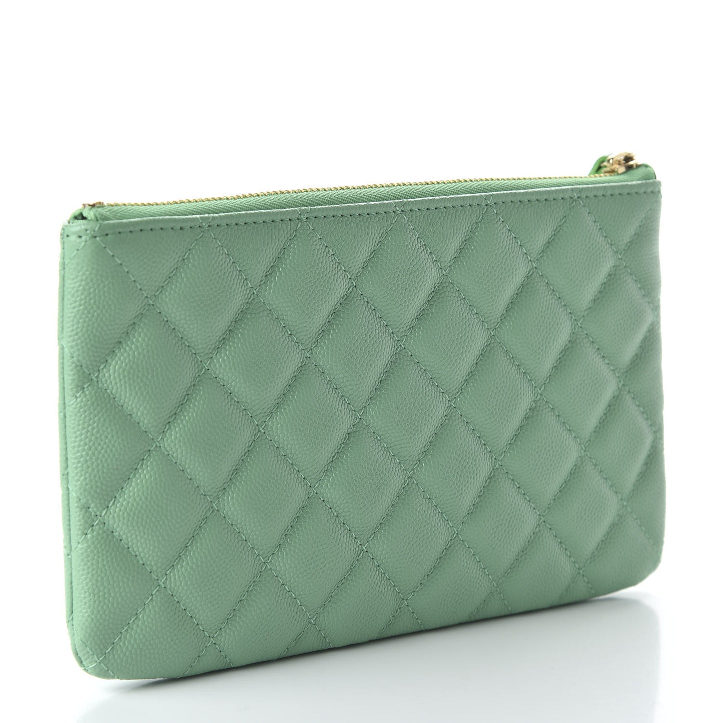 Caviar Quilted Small Cosmetic Case Light Green