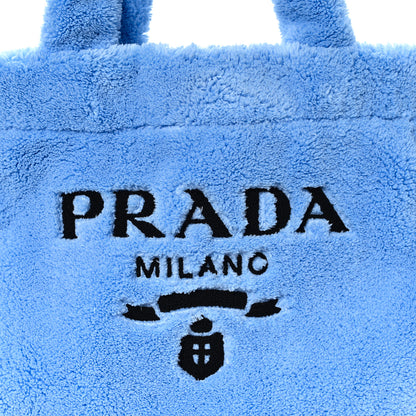 Prada Terry Cloth Tote Bag Celeste Black 7 of 9