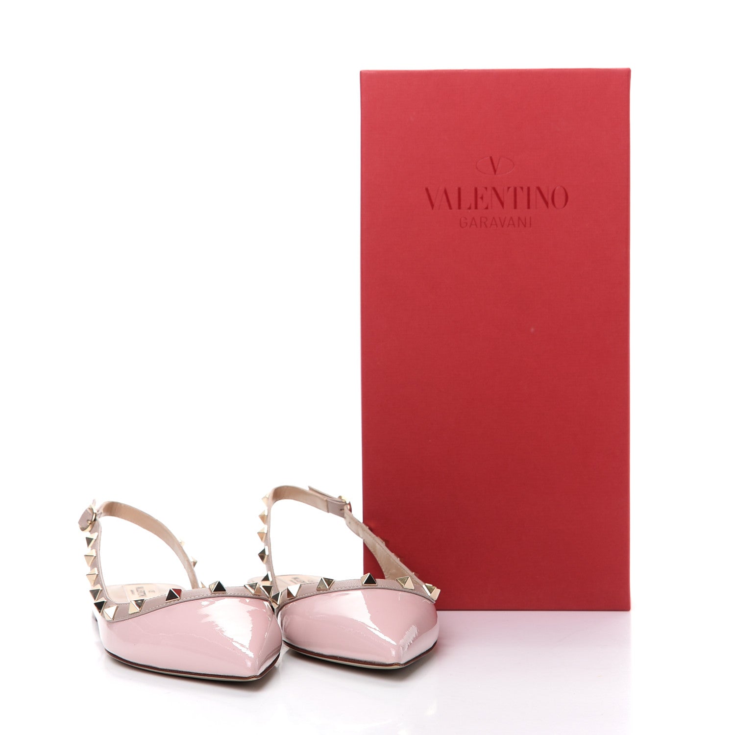 Valentino Garavani Patent Rockstud Slingback Flats 38.5 Water Rose Poudre 11 of 11