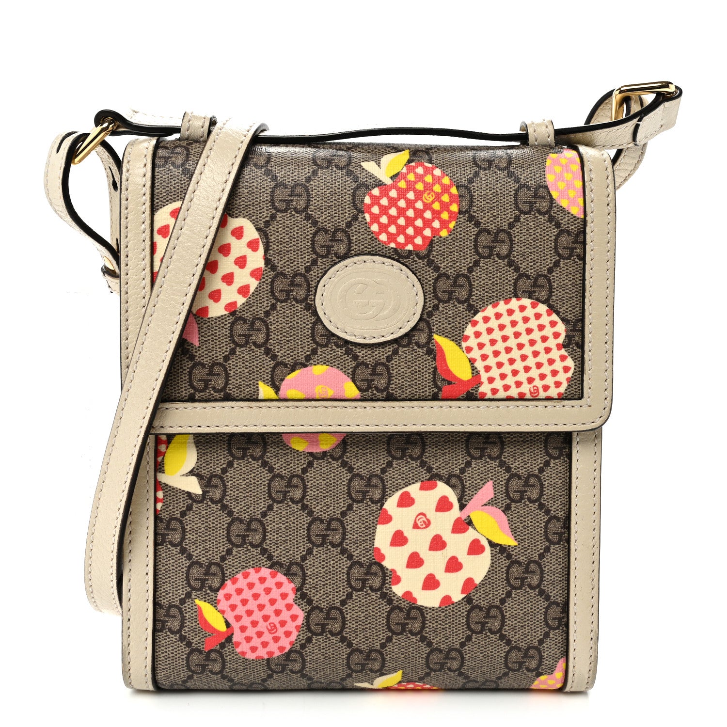 Gucci GG Supreme Monogram Les Pommes Retro Interlocking G Les Pommes Messenger Bag Beige Multicolor Mystic White 1 of 11