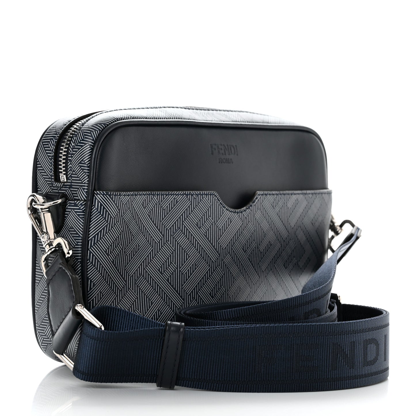 Calfskin Shadow Striped FF Logo Camera Case Multicolor