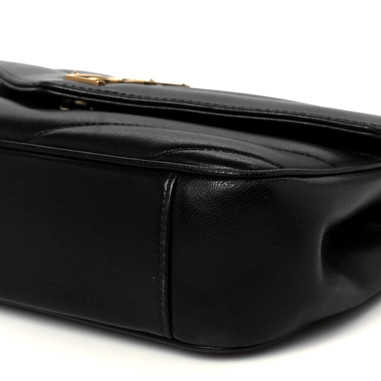 Lambskin Chevron Quilted Small Loulou Black