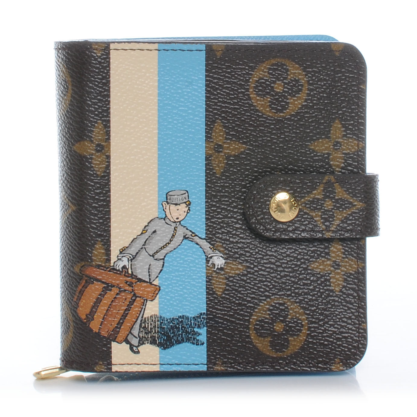Monogram Groom Compact Zip Wallet Blue