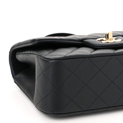 Chanel Iridescent Lambskin Quilted Mini Top Handle Rectangular Flap Dark Blue 8 of 11