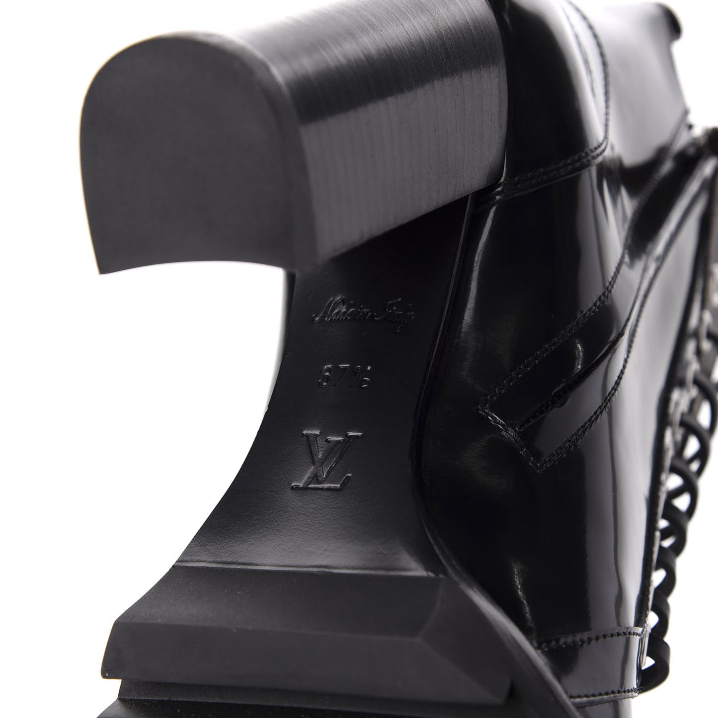 Glazed Calfskin Monogram Star Trail Ankle Boots 37.5 Black