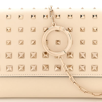 Valentino Garavani Vitello Rockstud Carry Secrets Continental Wallet On Chain Light Ivory 11 of 14