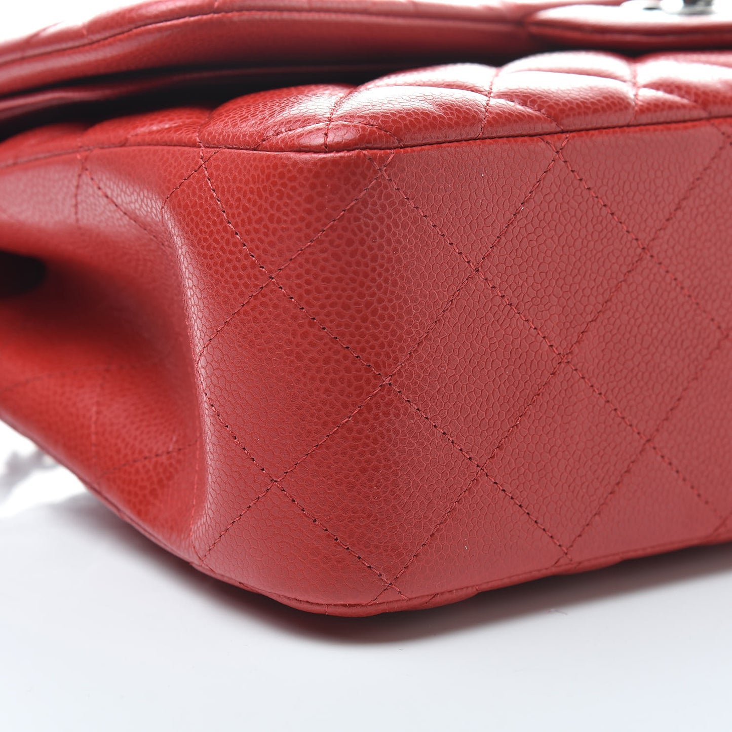 Caviar Quilted Jumbo Double Flap Red
