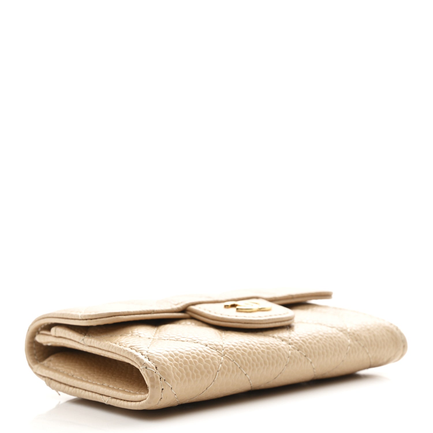 Chanel Caviar Quilted Flap Card Holder Wallet Beige 4 of 9