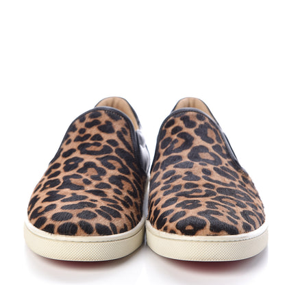 Christian Louboutin Pony Hair Jaguar Print Womens Master Key Flat Skate Sneakers 38 Brown Black 2 of 10