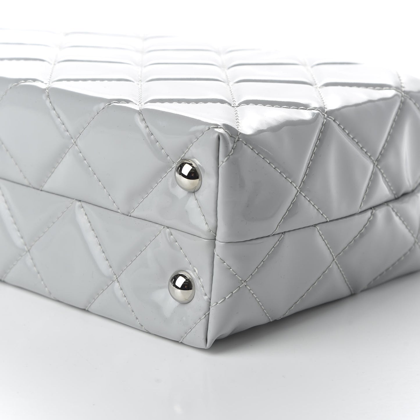Vinyl Quilted In The Business North South Tote Light Grey
