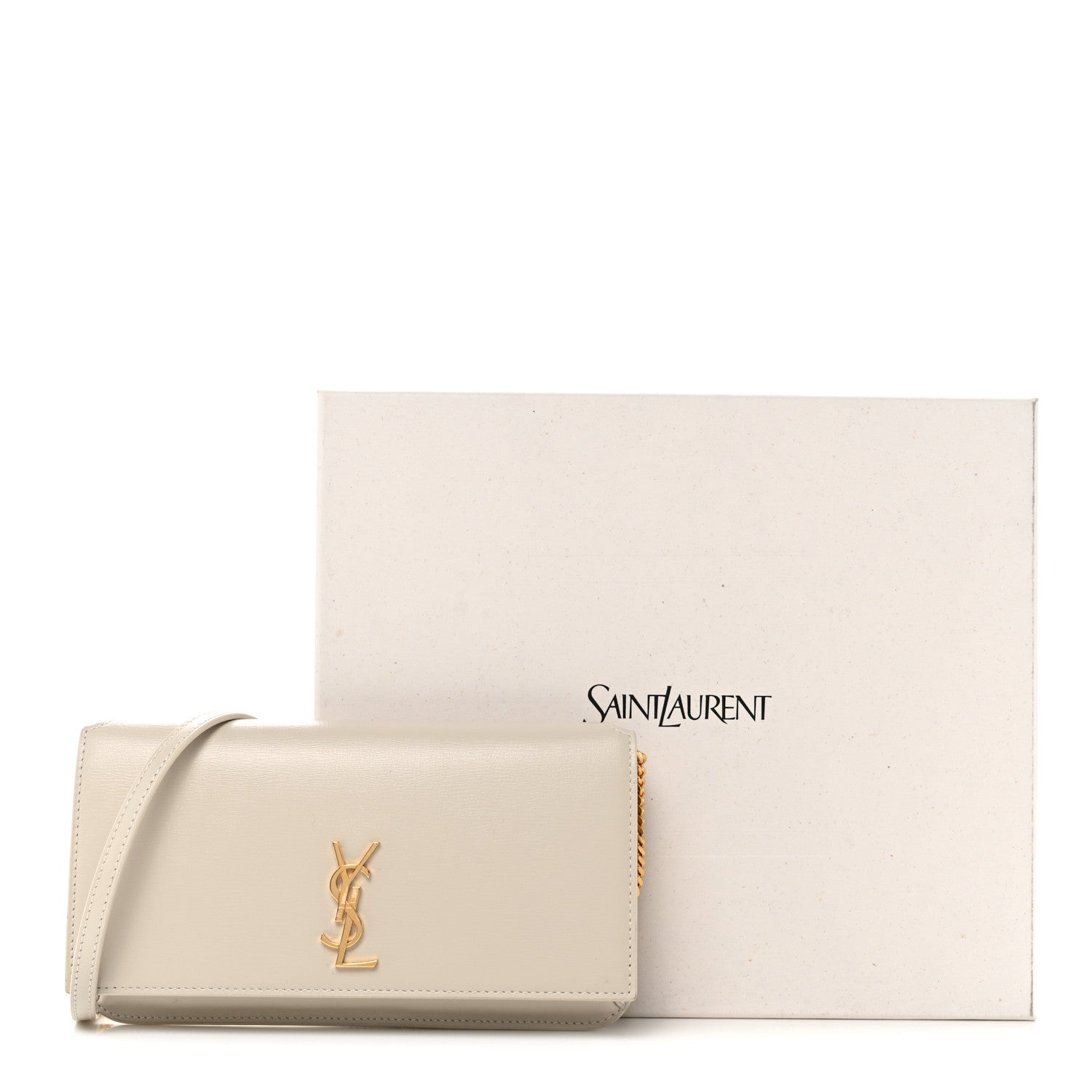 Saint Laurent Smooth Calfskin Monogram Phone Holder Crossbody Crema Soft 14 of 14