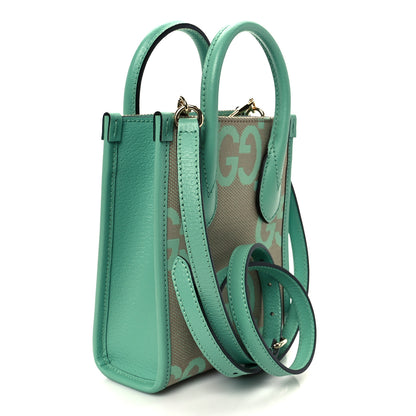 Gucci Monogram Jumbo GG Textured Dollar Calfskin Mini Tote Bag Pepperlight Mint 3 of 11