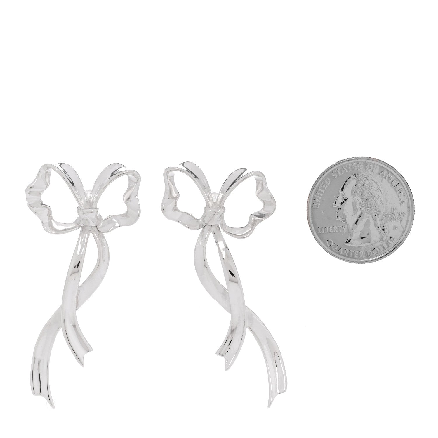 Tiffany Sterling Silver Large Bow Earrings 2 of 4