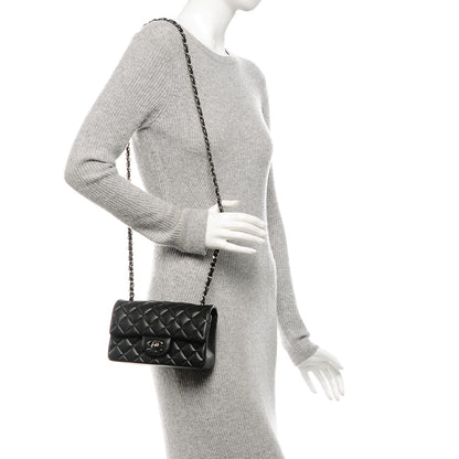 Chanel Lambskin Quilted Mini Rectangular Flap Black 2 of 7