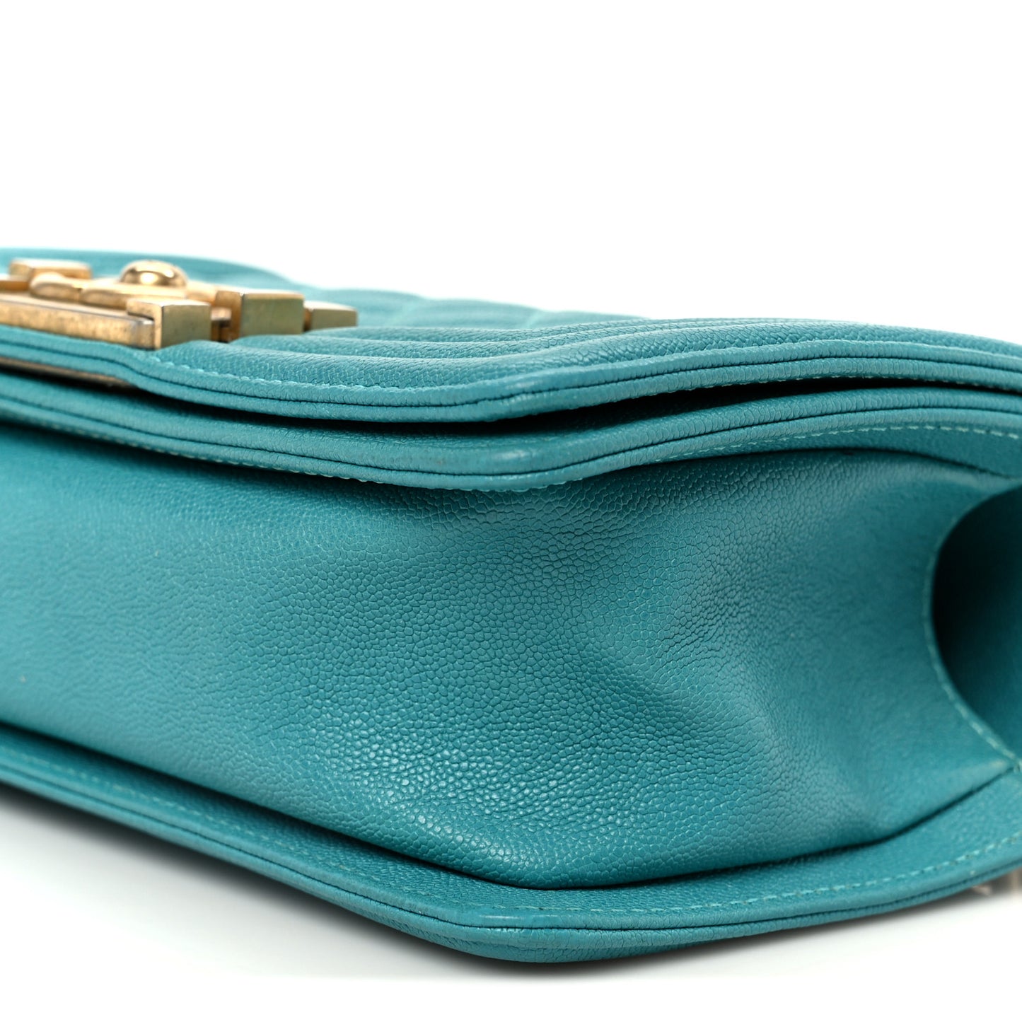 Caviar Quilted Small Boy Flap Turquoise
