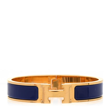 Hermes Enamel Narrow Clic Clac H Bracelet PM Bleu Indigo 1 of 4