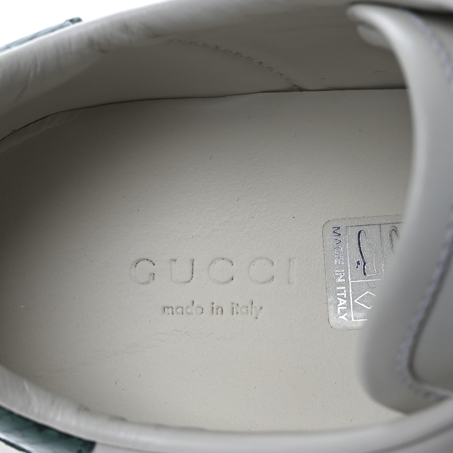 Gucci Calfskin Ayers Bee Embroidered Womens Ace Sneakers 37.5 White Green 10 of 15