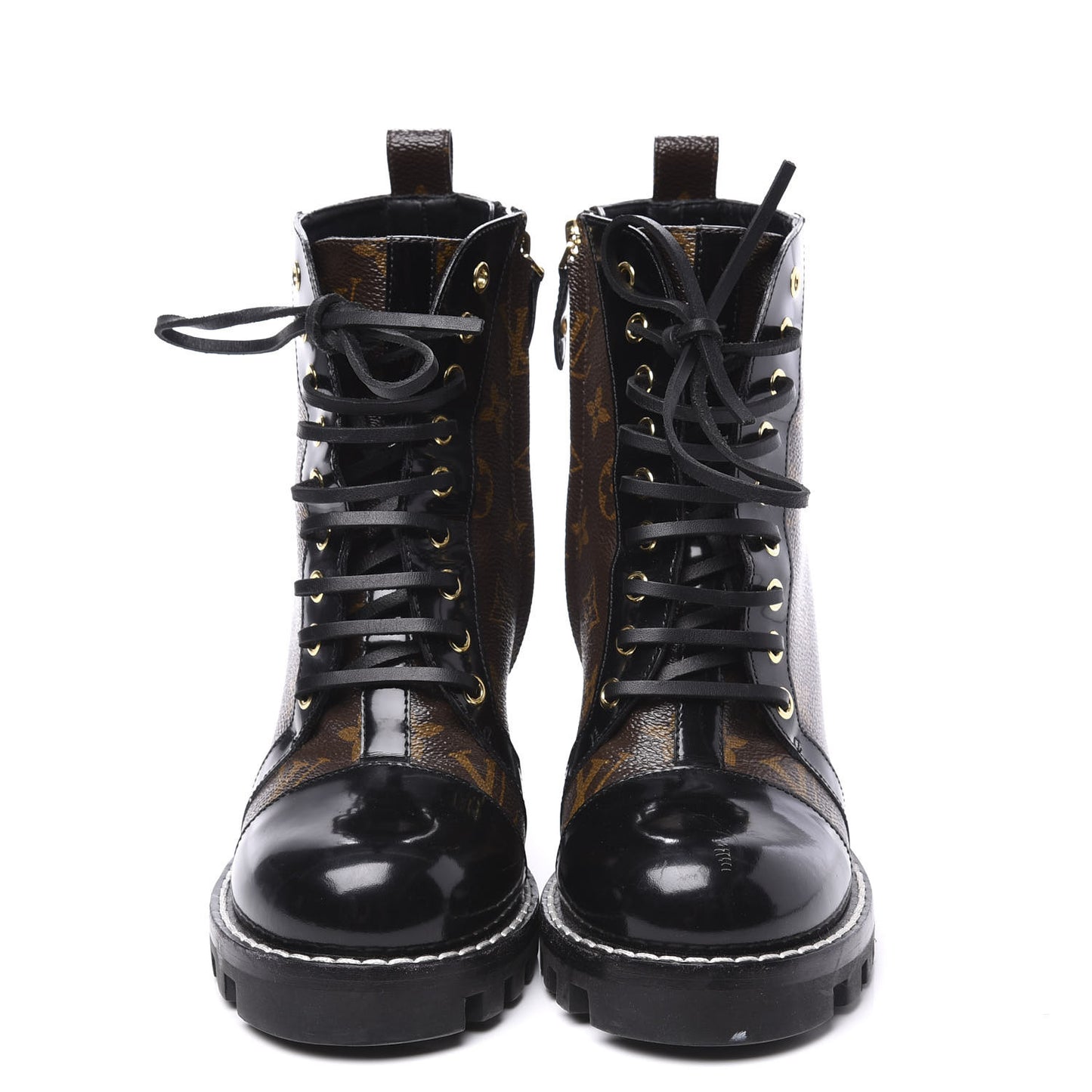 Patent Calfskin Monogram Star Trail Ankle Boots 38.5 Black