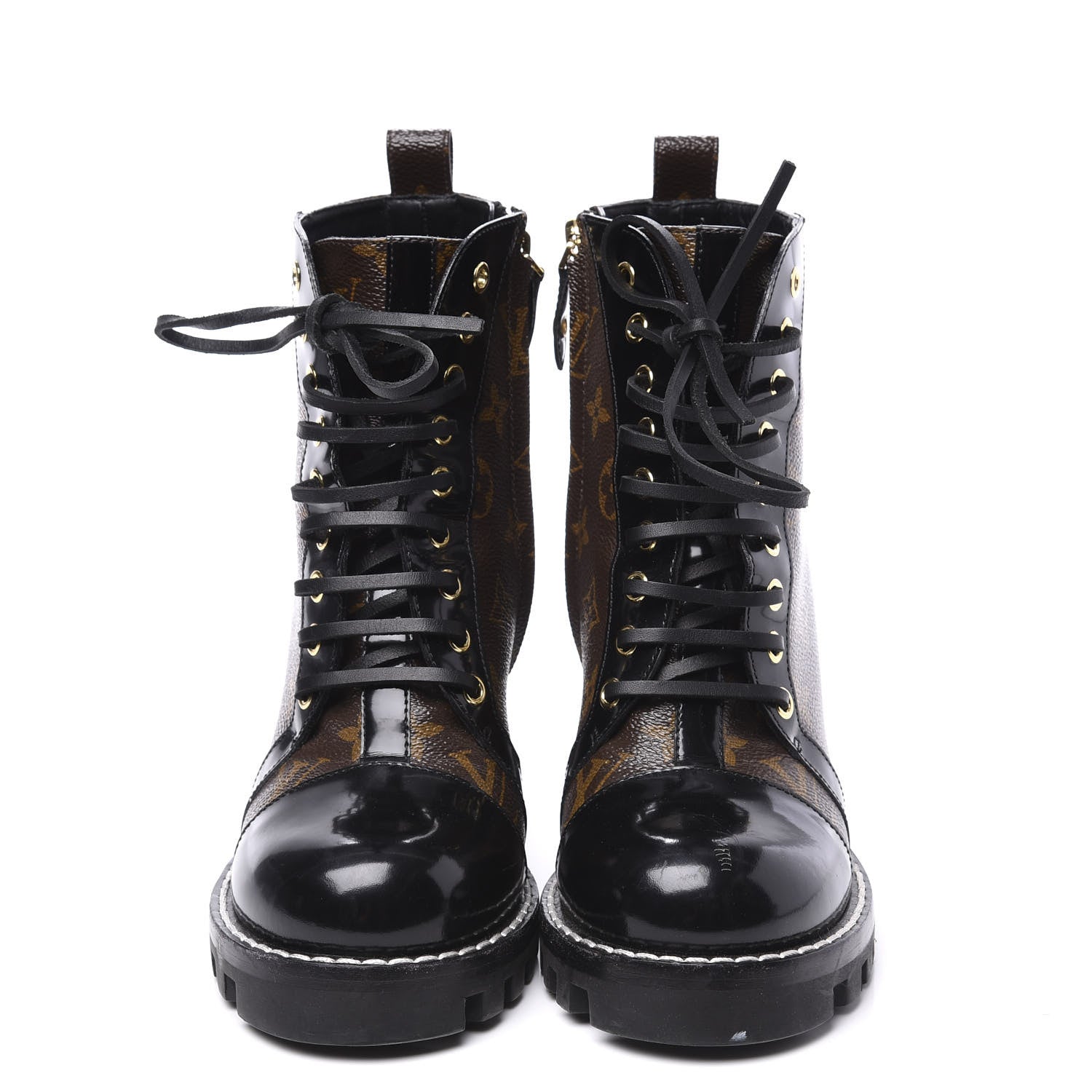 Louis Vuitton Patent Calfskin Monogram Star Trail Ankle Boots 38.5 Black 3 of 9