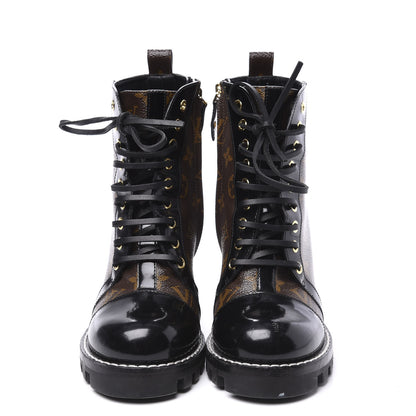 Louis Vuitton Patent Calfskin Monogram Star Trail Ankle Boots 38.5 Black 3 of 9