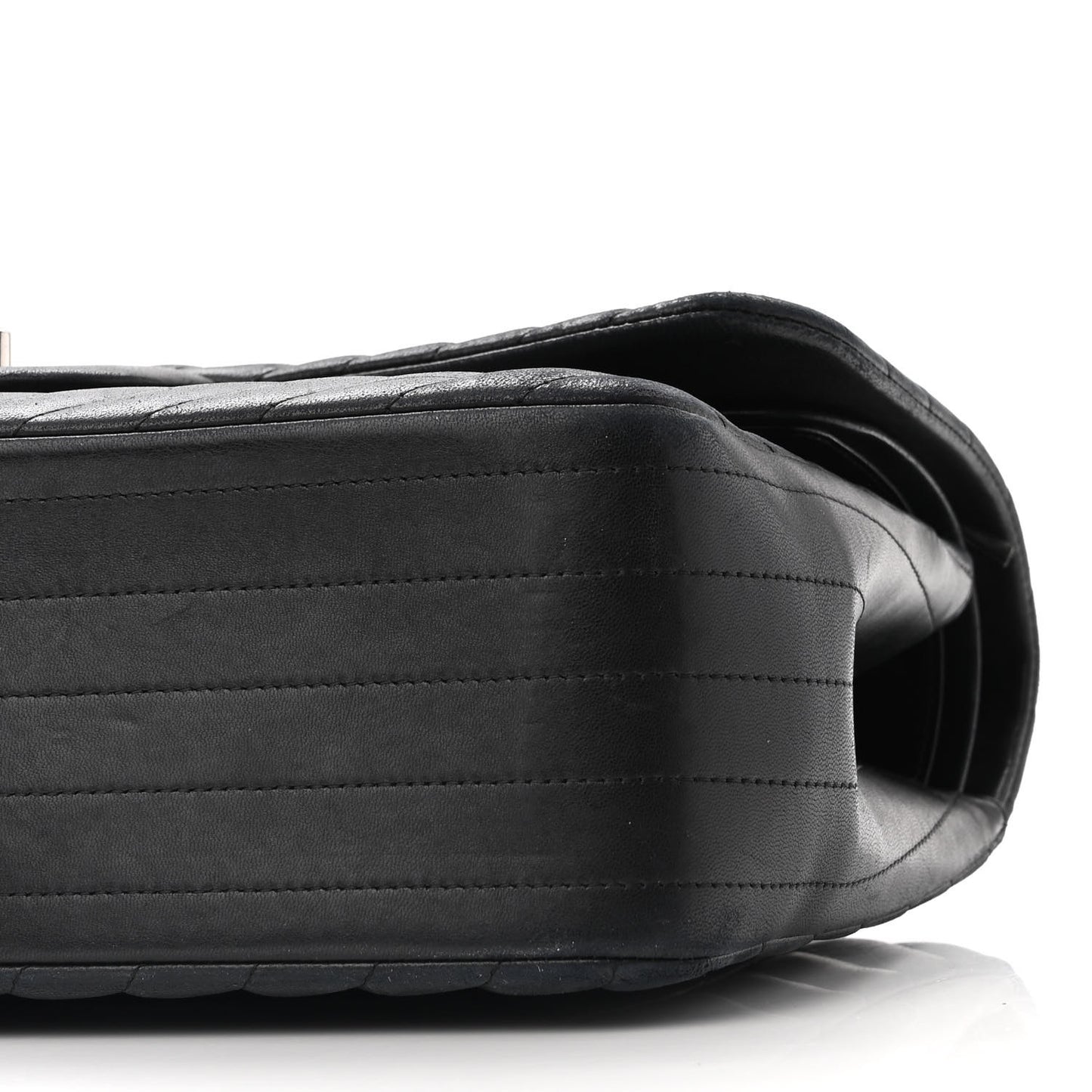 Lambskin Chevron Quilted Jumbo Double Flap Black