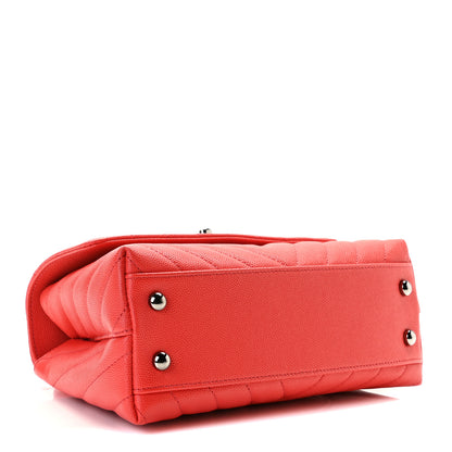 Chanel Caviar Chevron Quilted Mini Coco Handle Flap Red 4 of 7