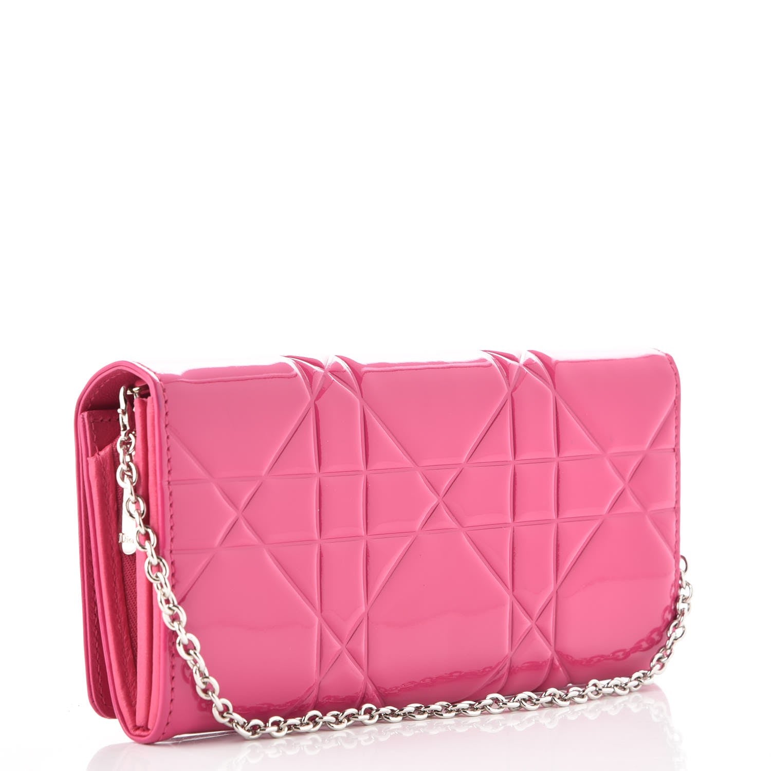 Christian Dior Patent Cannage Rendez-vous Chain Wallet Fuchsia 3 of 8
