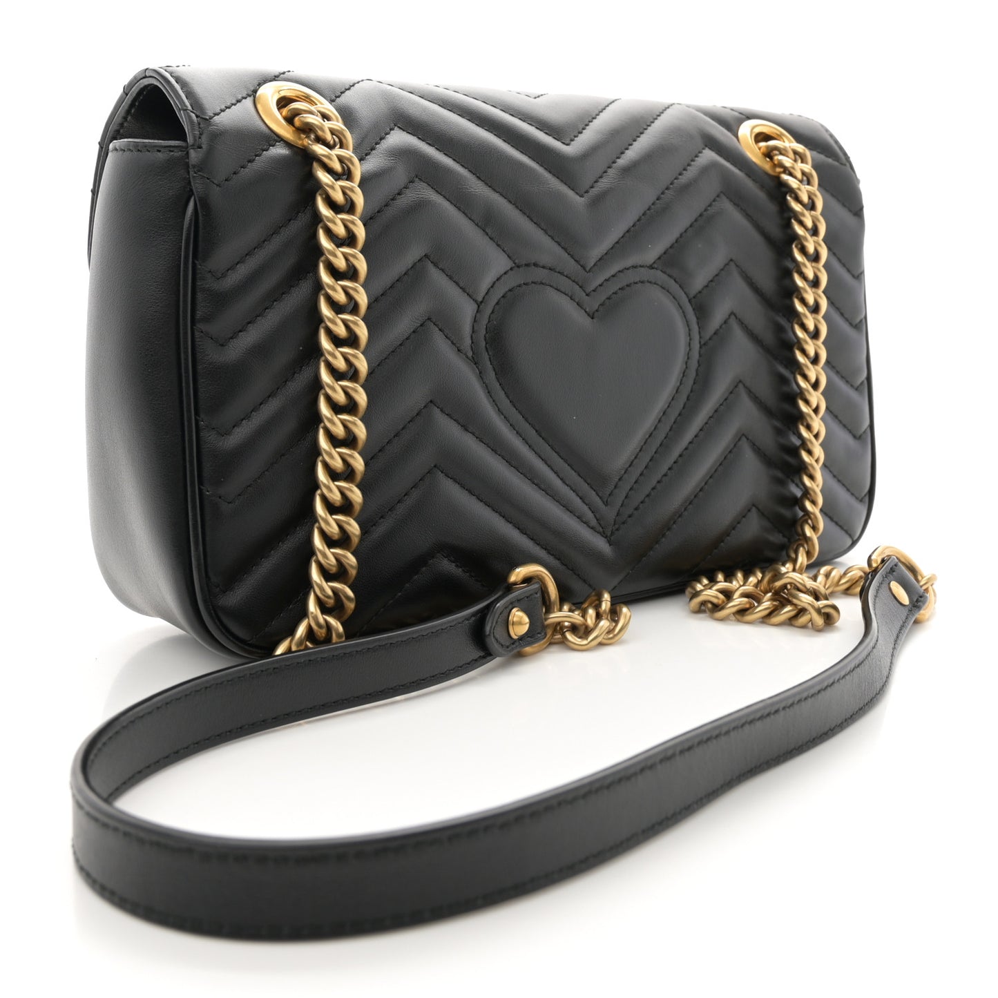 Calfskin Matelasse Small GG Marmont Shoulder Bag Black