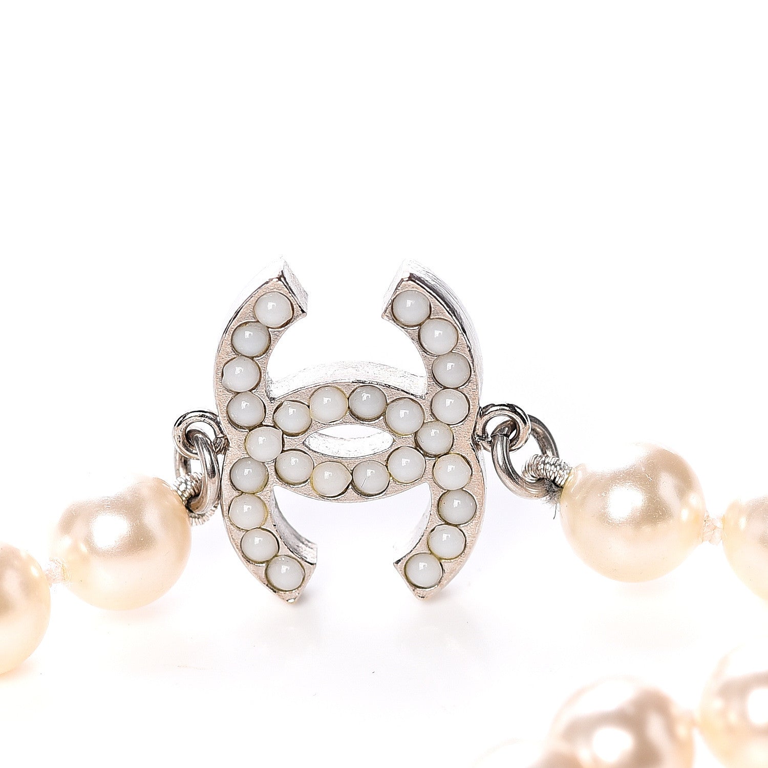 Chanel Pearl CC Long Necklace Silver 5 of 6