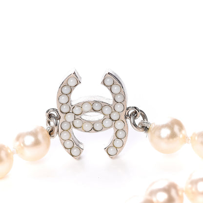 Chanel Pearl CC Long Necklace Silver 5 of 6