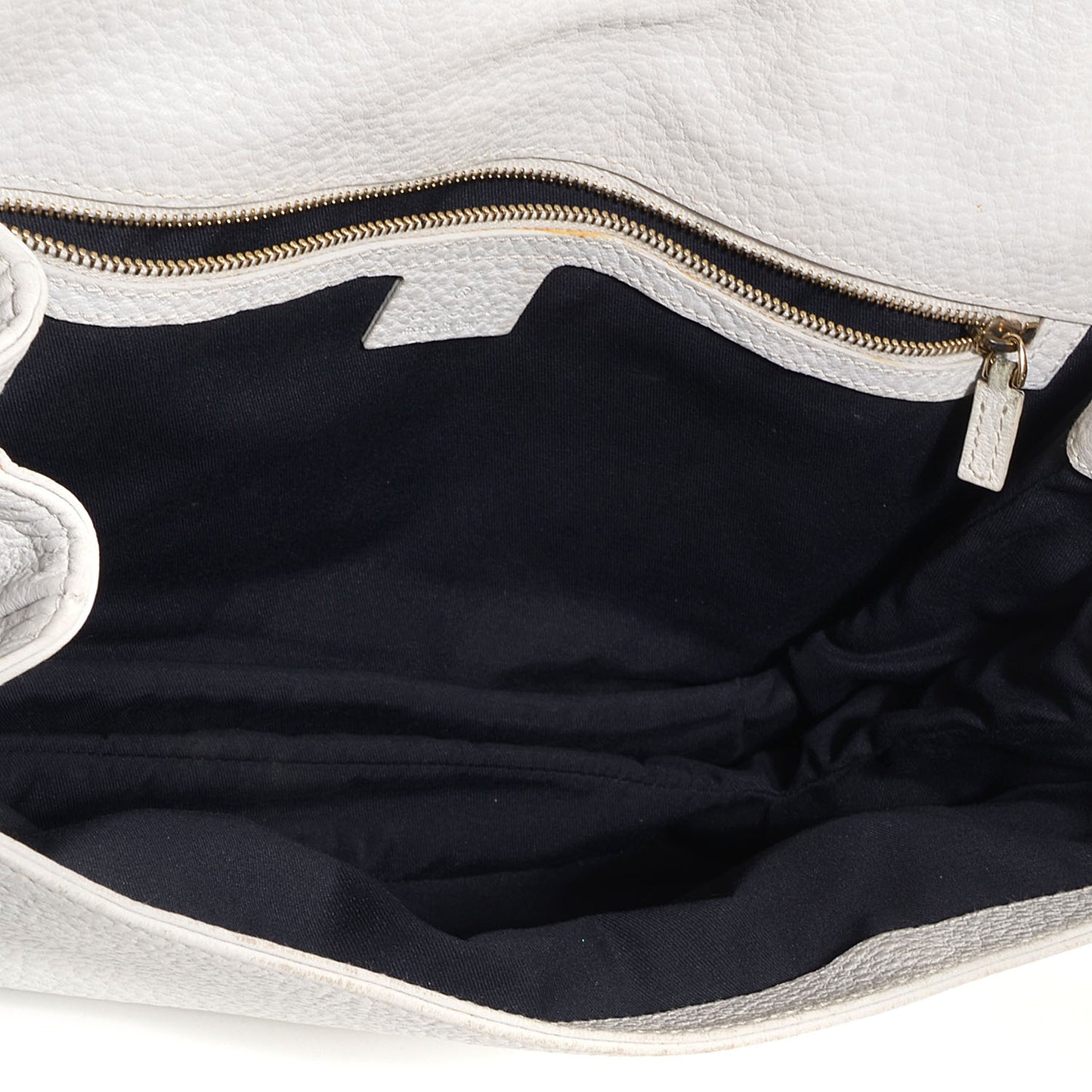 Pebbled Calfskin Web Blondie Flap White