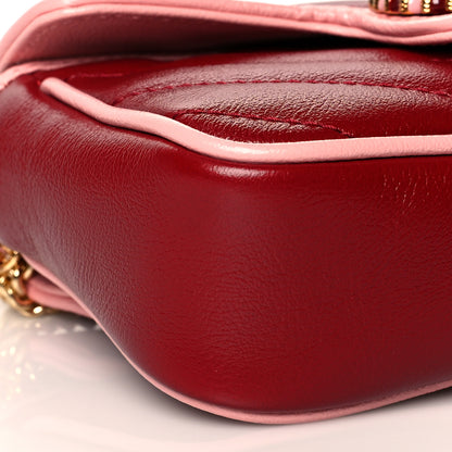 Gucci Azalea Calfskin Enamel Matelasse Diagonal Super Mini Torchon GG Marmont Shoulder Bag New Cherry Red Wild Rose 10 of 12