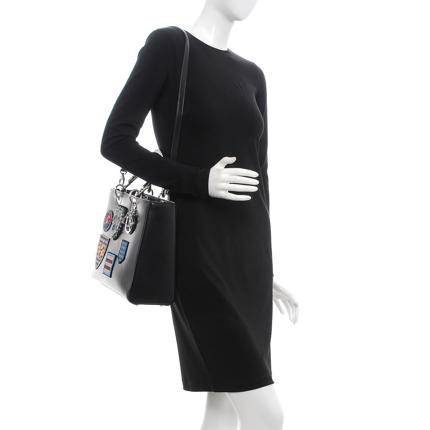 Smooth Calfskin Large Lucky Badges Lady Dior Black