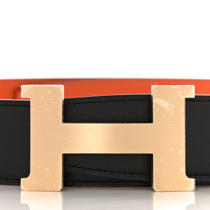 Hermes Swift Togo 42mm Constance H Belt 95 Black Orange 3 of 9