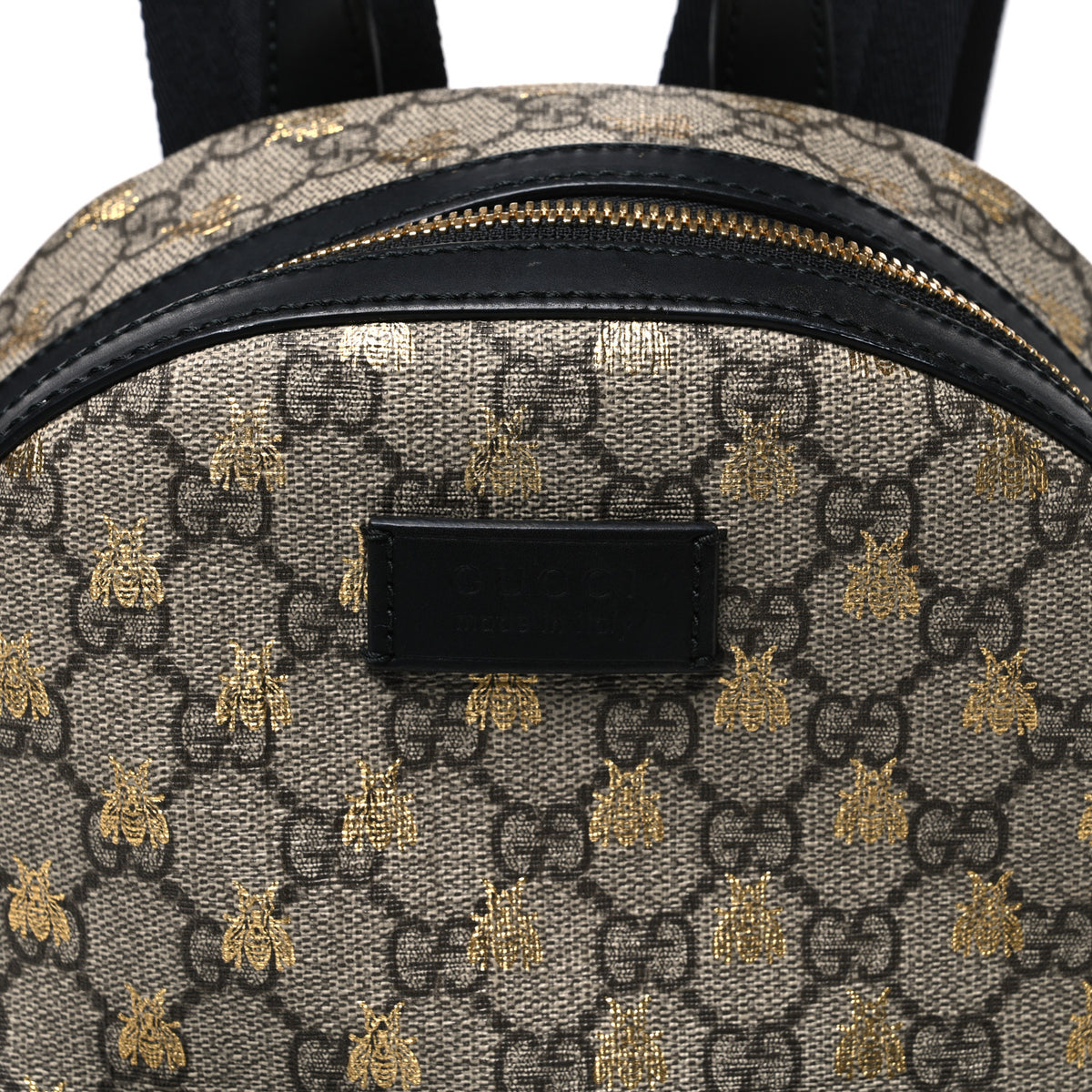 Gucci GG Supreme Monogram Bees Print Small Day Backpack Beige Oro Black 7 of 12