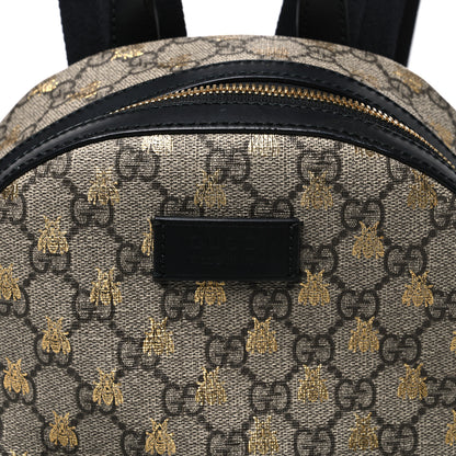 Gucci GG Supreme Monogram Bees Print Small Day Backpack Beige Oro Black 7 of 12