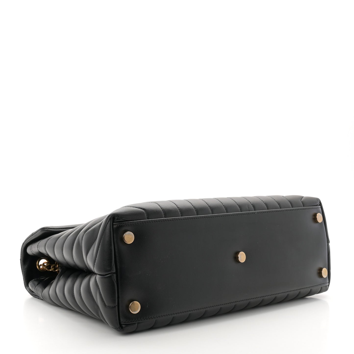 Calfskin Y Quilted Monogram Large Loulou Chain Satchel Black