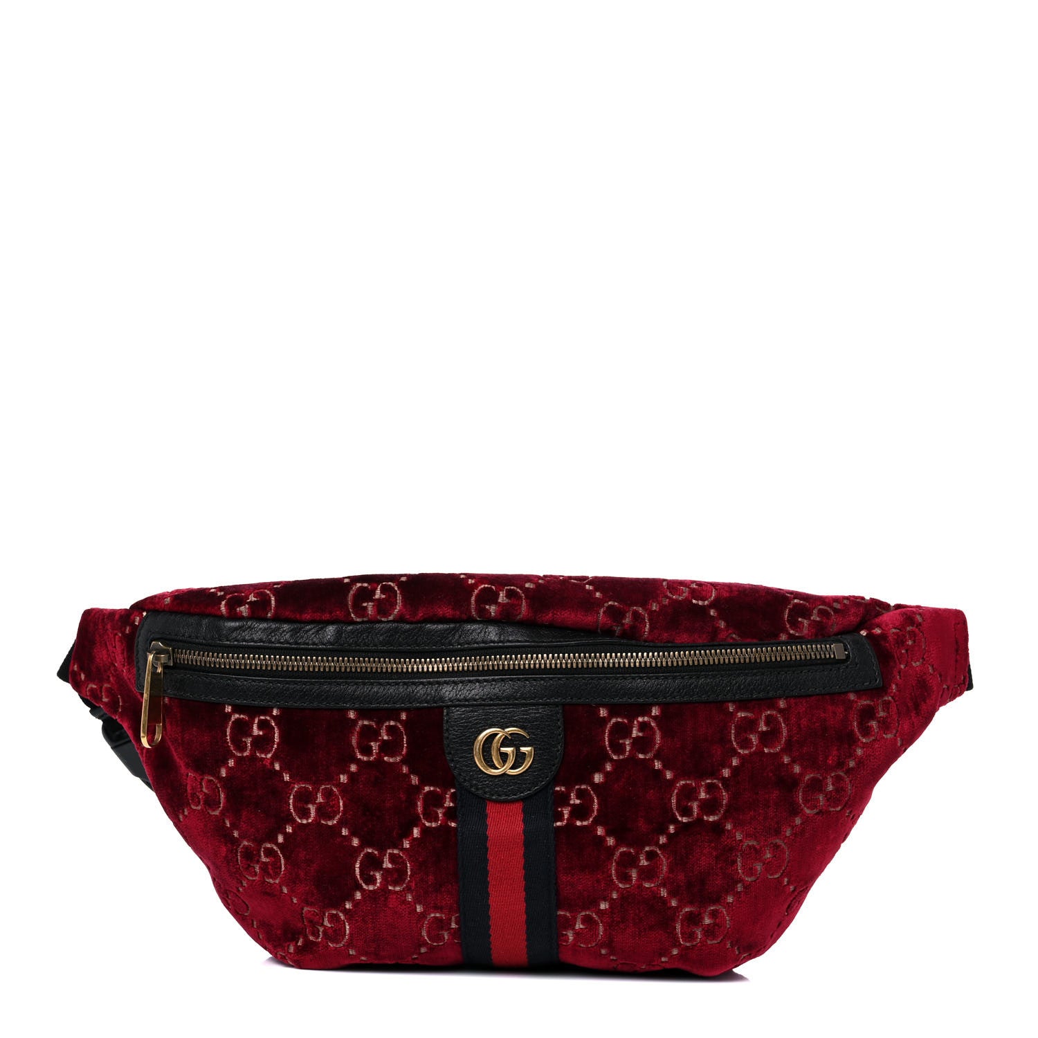 Gucci GG Monogram Velvet Belt Bag Red Cipria 1 of 14