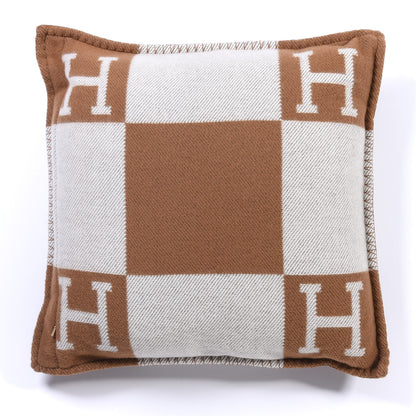 Hermes Wool Cashmere Avalon Pillow PM Ecru Camel 2 of 3