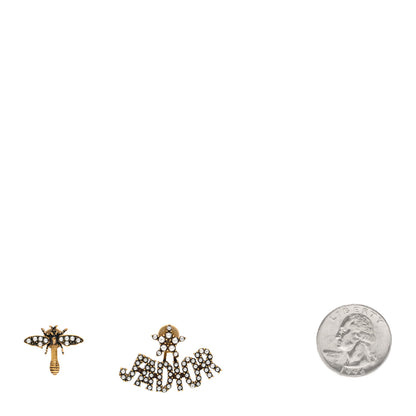 Christian Dior Metal Pearl J'adior Earrings Aged Gold 2 of 5