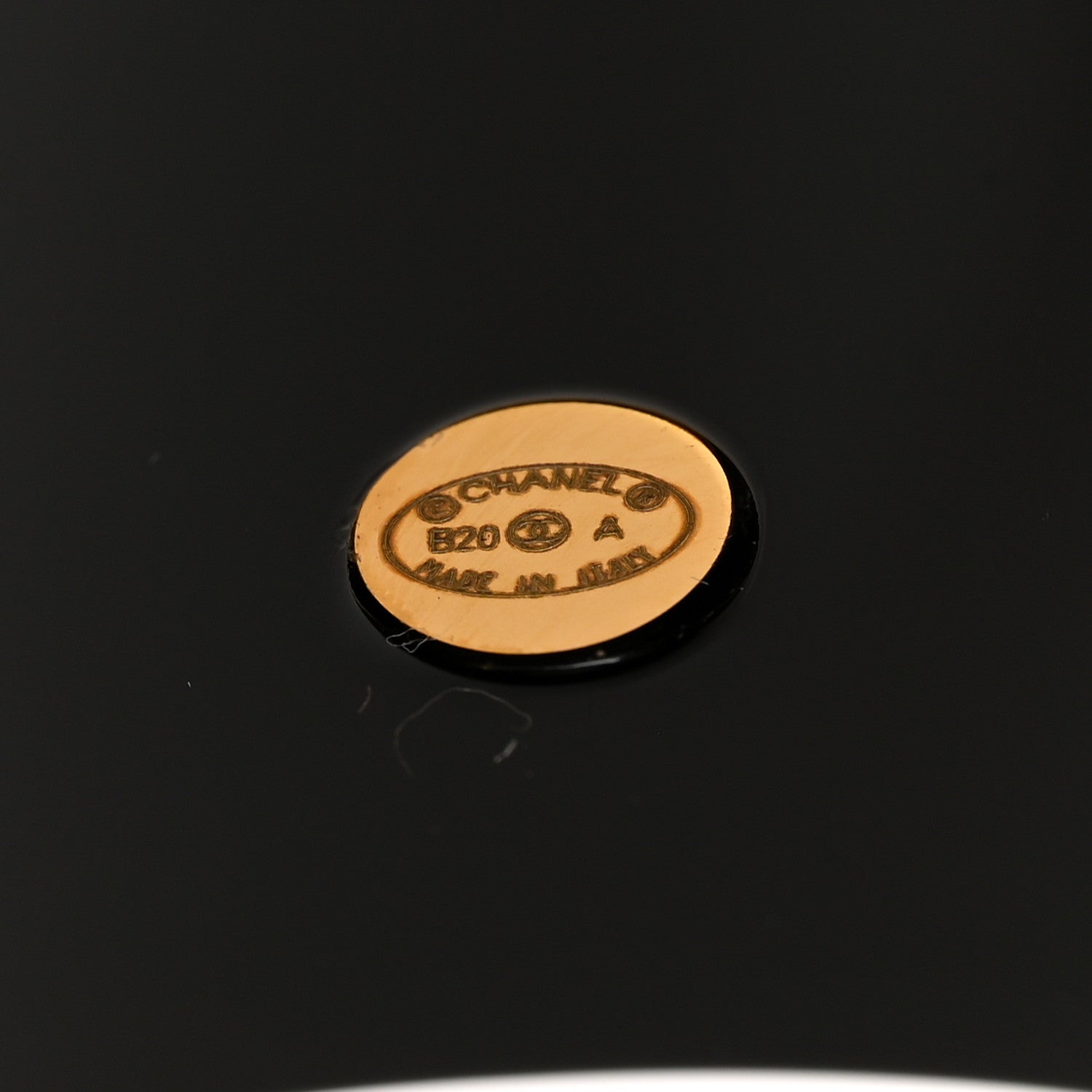 Chanel Resin CC Paris Button Cuff Bracelet Black Gold 4 of 5