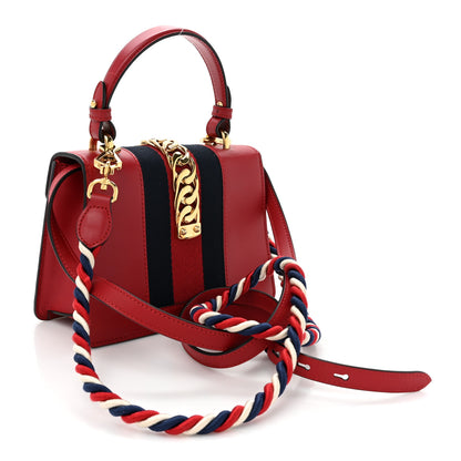 Gucci Calfskin Mini Sylvie Top Handle Bag Hibiscus Red 3 of 18